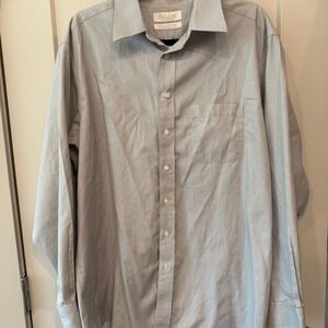 Roundtree‎ & Yorke Gold Label Non Iron Pinpoint Dress Shirt 17 35 Blue